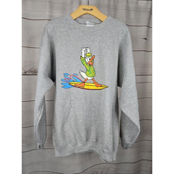C Port Vintage Oregon Ducks Donald Surfing Crewneck Sweater Sz L #V - Picture 3 of 7